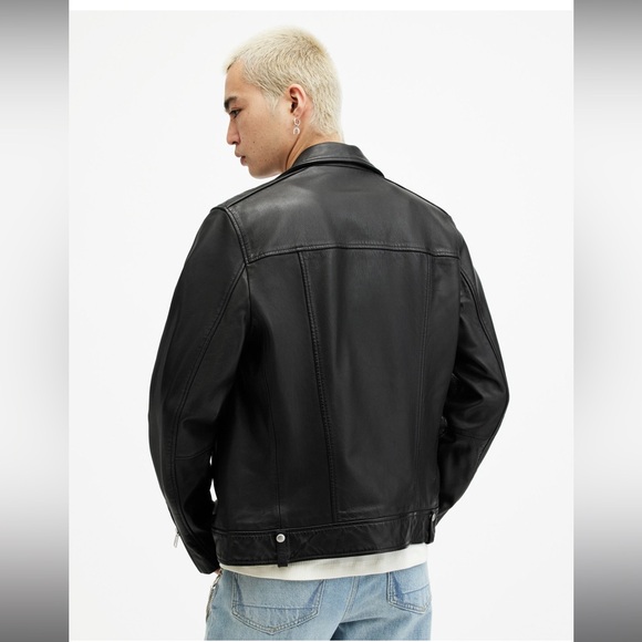ALLSAINTS Milo Leather Biker Jacket in Black Size S - Picture 5 of 16